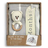 Baby Welcome to the World Milestone Swaddle & Toy Bundle - Grey by Demdaco Demdaco